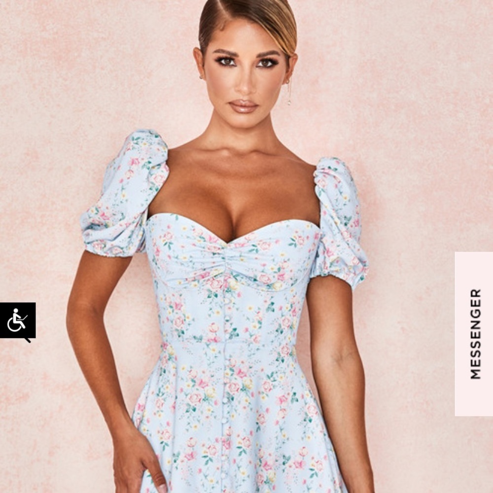 House of CB aria blue floral mini dress